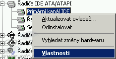Windows XP - Správce zařízení - Primární kanál IDE - Vlastnosti Windows XP - Správce zařízení - Primární kanál IDE - Vlastnosti