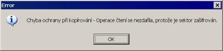 DVDneXtCopy chyba ochrany při kopírování