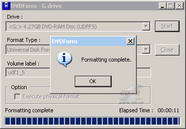 Asus DRW-1814BLT - DVDForm formát UDF 1.5 12×