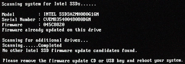Intel SSD Firmware Update - průběh Intel SSD Firmware Update - průběh