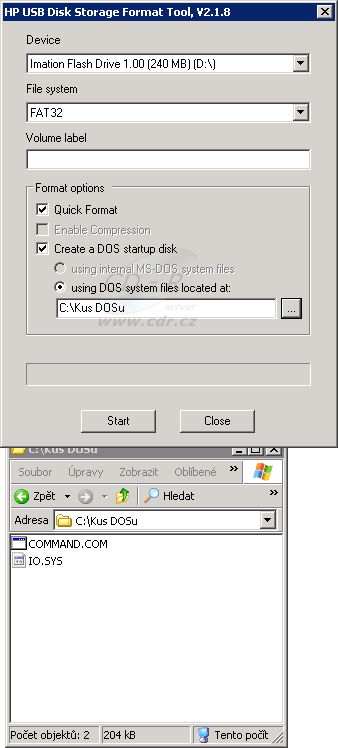 Aplikace HP USB Disk Storage Format Tool - vytváření startovacího USB disku Aplikace HP USB Disk Storage Format Tool - vytváření startovacího USB disku