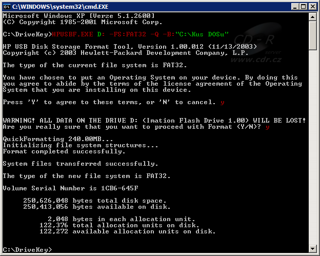 HPUSBF - formátování USB flash HPUSBF - formátování USB flash