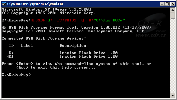 HPUSBF - formátování USB flash HPUSBF - formátování USB flash