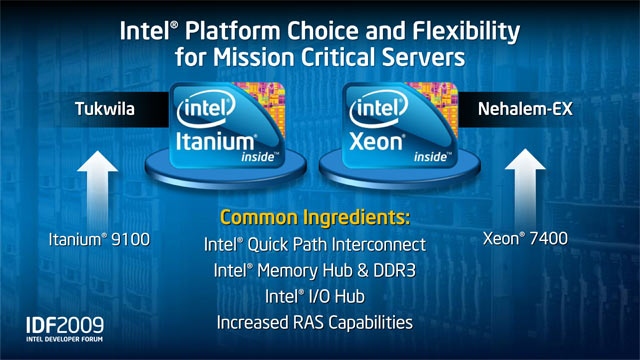 IDF 2009: sbližování platforem s procesory Intel Itanium a Intel Xeon