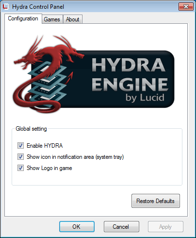 Hydra Control Panel - konfigurace Hydra Control Panel - konfigurace