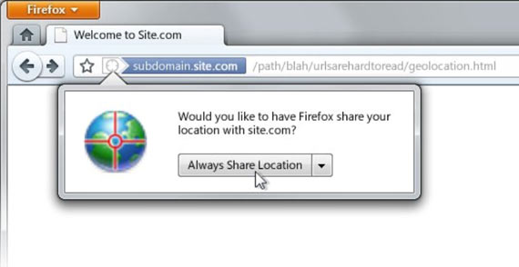 Firefox 4 - sdílení umístění Firefox 4 - sdílení umístění