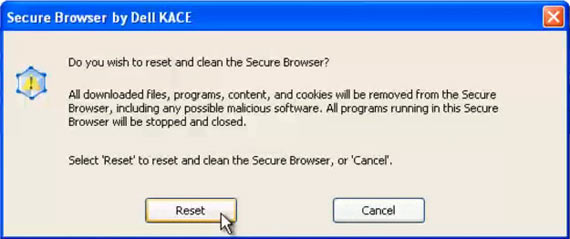 Dell KACE Secure Browser: restart stavu Dell KACE Secure Browser: restart stavu