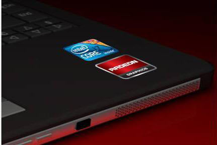 Ukázka loga Radeon Graphics na notebooku s procesorem Intel Core i7 Ukázka loga Radeon Graphics na notebooku s procesorem Intel Core i7