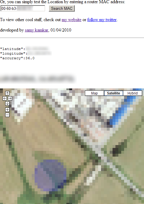 Zjištění polohy pomocí MAC adresy Zjištění polohy pomocí MAC adresy