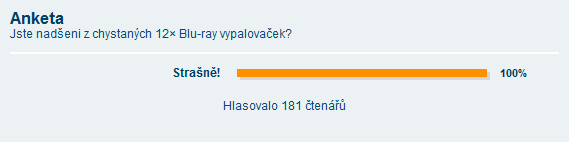 Výsledky Ankety: Jste nadšeni z chystaných 12× Blu-ray vypalovaček? Výsledky Ankety: Jste nadšeni z chystaných 12× Blu-ray vypalovaček?