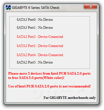 Gigabyte 6 Series SATA Check - použití pouze SATA2 portů Gigabyte 6 Series SATA Check - použití pouze SATA2 portů
