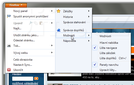 Firefox 4 - menu Firefox 4 - menu
