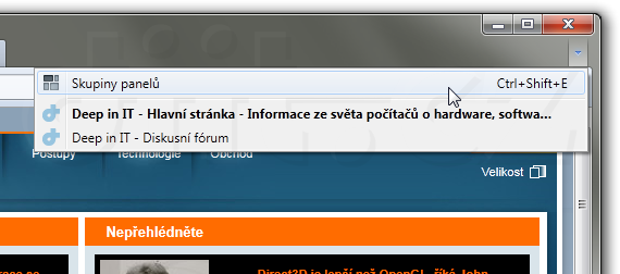 Firefox 4 - menu Skupiny panelů Firefox 4 - menu Skupiny panelů