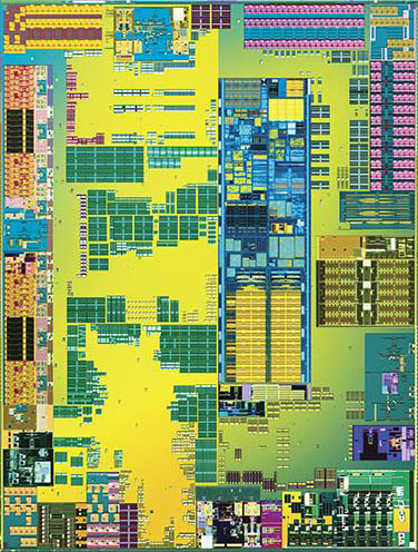 Intel Atom Z670 „Lincroft“ - snímek křemíku Intel Atom Z670 „Lincroft“ - snímek křemíku