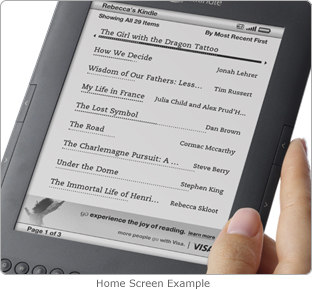 Amazon Kindle s reklamou na domovské stránce
