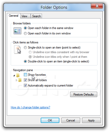 „Windows 8“ M1 - Vypnutí oblíbených v průzkumníku „Windows 8“ M1 - Vypnutí oblíbených v průzkumníku