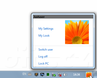 „Windows 8“ M1 - User Tile in Taskbar „Windows 8“ M1 - User Tile in Taskbar