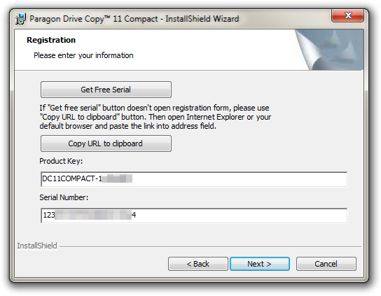 Paragon Drive Copy 11 Compact - instalátor se zadaným sériovým číslem