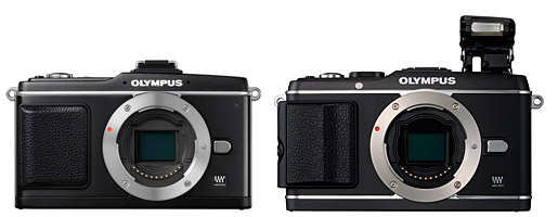 Olympus PEN E-P3 vs. E-P2 front Olympus PEN E-P3 vs. E-P2 front
