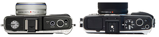 Olympus PEN E-P3 vs. E-P2 top