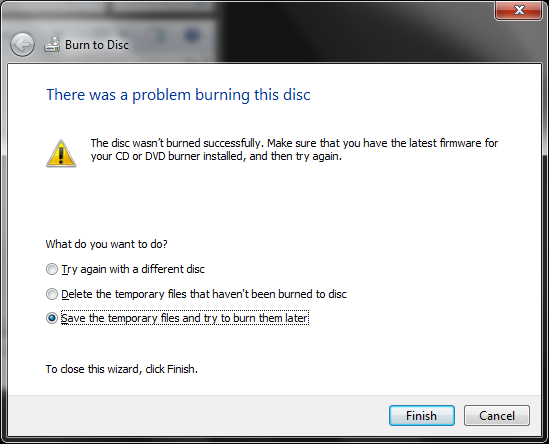 Neúspěšné vypalování dat na BD-R ve Windows 7 Neúspěšné vypalování dat na BD-R ve Windows 7