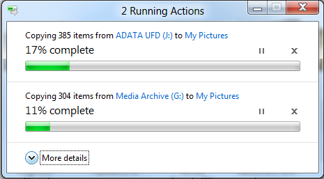 Kopírování ve Windows 8 - dva procesy