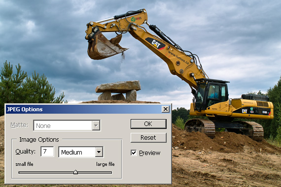 Photoshop JPEG kvalita 7