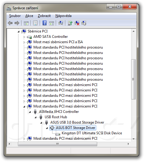 Připojení USB zařízení přes USB 3.0 Boost ovladač