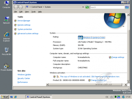 Windows Vista - je potřeba aktivace