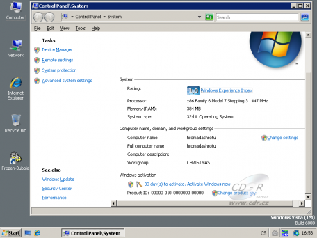 Windows Vista - 30 dní do aktivace