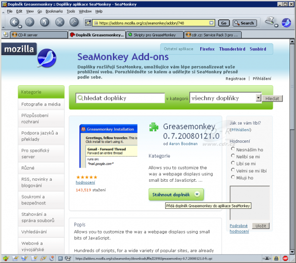 Greasemonkey for SeaMonkey Download