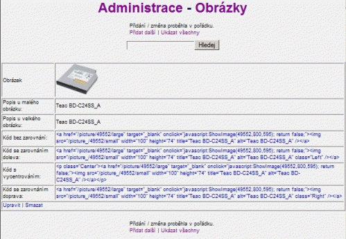 CD-R server administrace - obrázky CD-R server administrace - obrázky
