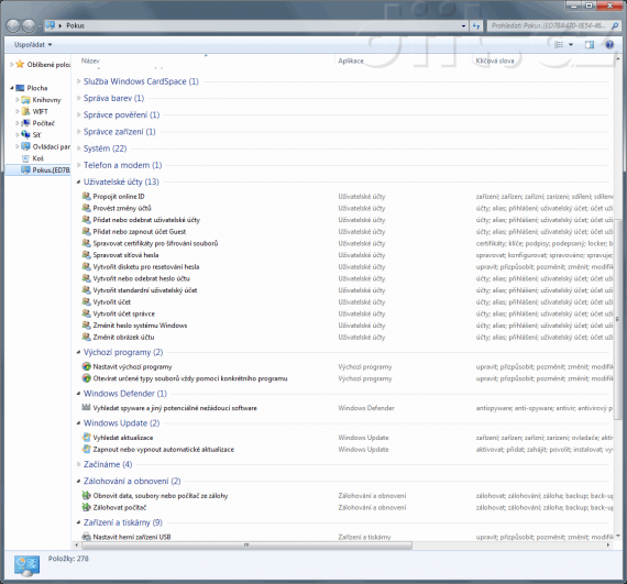 Ovládací panel všeho možného ve Windows 7