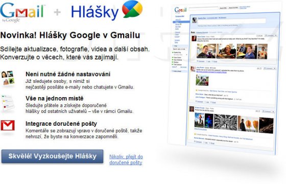 Hlášky Google - upoutávka v Gmailu