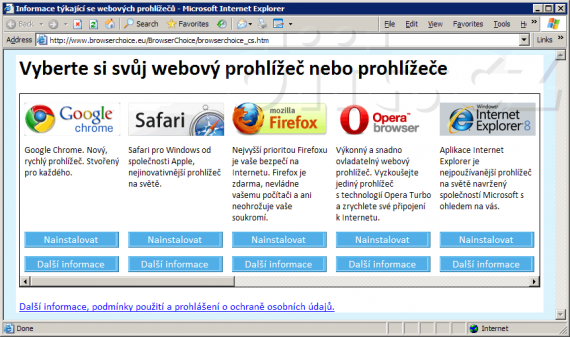 Výběr prohlížeče (ballot screen) v češtině Výběr prohlížeče (ballot screen) v češtině