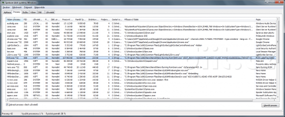 Správce úloh Windows 7 - PLDS LabelTag editor - příkazový řádek