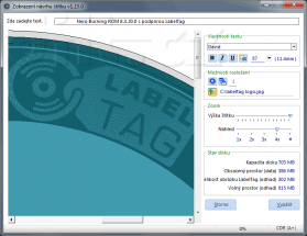 LabelTag Editor - zvětšení obrázku v návrhu kreslení na CD-R