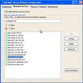 Dell KACE Secure Browser: nastavení přístupu na síť