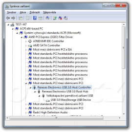 Správce zařízení - Renesas Electronics USB 3.0 Host Controller