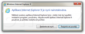 Internet Explorer 9 RC - výzva k restartu