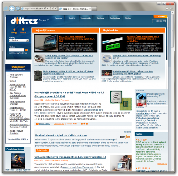 Deep in IT v Internet Exploreru 9 jako aplikace Deep in IT v Internet Exploreru 9 jako aplikace
