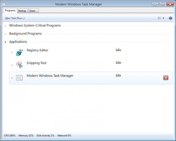„Windows 8“ - Modern Windows Task Manager