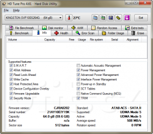 HDTune Info: Kingston SSDNow V+100 64GB