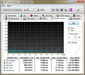 HDTune Random Access - read: Kingston SSDNow V+100 64GB