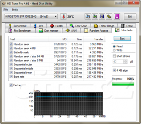 HDTune Extra Tests - read: Kingston SSDNow V+100 64GB