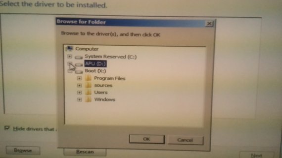 Instalace Windows 7 z disku připojeného k USB 3.0 - systém vidí pouze RAM disk (X) a SSD na SATA (C, D)