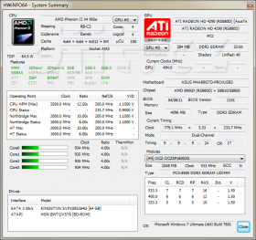 HWiNFO64 Summary: AMD Phenom II X4 905e @2,9 GHz (idle) + ASUS M4A89GTD PRO/USB3