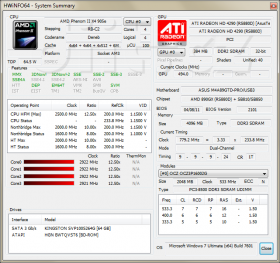 HWiNFO64 Summary: AMD Phenom II X4 905e @2,9 GHz (load) + ASUS M4A89GTD PRO/USB3