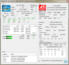 HWiNFO64 Summary: Intel Core i3 2105 (idle) + Gigabyte Z68X-UD7-B3