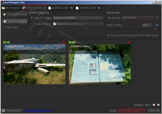 Raw Therapee 3.0.0, dávkový export Raw Therapee 3.0.0, dávkový export
